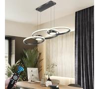 FWX Suspension Luminaire Moderne Lampe de Table à Manger LED à Intensité Variable 3000K-6500K Lampe de Salle à Manger Réglable en Hauteur Bureau de Table à Manger Plafonnier Lustres (Color : Noir)