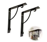 FWZJ Lot de 2 supports de fixation pour étagère en L Noir 23 x 18 cm