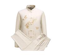FWZJ Vêtements de Tai Chi Clothing Vêtements Chinois Tang Suit Kung Fu Shirt Suit - Costume Traditionnel de la Chine Tangzhuang Kung Fu Veste à Manches Longues Costumes Shirt Outfit Uni