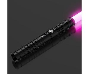 FX Sabre Laser Lumineux RGB 7 Couleurs Interchangeable avec Effets Sonores Sabre Laser Aluminium pour Adultes et Enfants Cosplay Noël Charge USB (Noir)