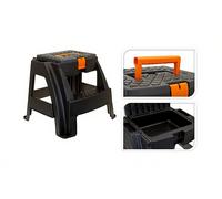FX Tools Tabouret marchepied 2 marches avec compartiment de rangement - Cuisine & Atelier