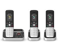 Fx990 Voice Trio - Téléphone Fixe Sans Fil Dect Avec Répondeur 50 Min - Écran Graphique Couleur Haute Résolution - Mains Libres - Blocage Des Appels - Sonnerie Vip - 3 Combinés - Noir/Gris