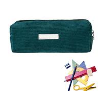 FxaumsGxuk Trousse en velours côtelé de grande capacité - 21 x 10 cm - Trousse esthétique - Trousse d'écolier pour adolescente - Trousse à crayons en velours côtelé, Vert armée., Voir description