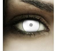 FXCONTACTS Lentilles Halloween Blanche + Halloween Tattoos, 2pcs 1 Paire - Déguisement en FROZEN ZOMBIE - Blanc, Lentilles de Contact pour Déguisement, SANS CORRECTION