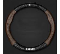 FXDSCA Couvre Volant Voiture pour Suzuki Vitara 2014-2023, Housse de Volant de Voiture Antidérapant Respirant Protecteurs Housse Volant Voiture Protege Volant Voiture,A Brown
