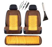 Fxiaobin Universal Warmth Automotive Seat Covers, Winter Car Seat Covers Leather, Comes with Snow Shovel, The Best Gift for Driver Friends in Winter,Brown-mainseat+auxiliaryseat+Backseat