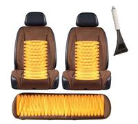 Fxiaobin Universal Warmth Car Seat Covers Full Set, Winter Seat Covers Car, Comes with Snow Shovel, The Best Gift for Driver Friends in Winter,Brown-mainseat+auxiliaryseat+Backseat