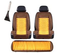 Fxiaobin Universal Warmth Car Seat Covers Full Set, Winter Seat Covers Full Set, Comes with Snow Shovel, The Best Gift for Driver Friends in Winter,Brown-mainseat+auxiliaryseat+Backseat