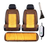 Fxiaobin Universal Warmth Car Seat Protector, Winter Cover Seats for Cars, Comes with Snow Shovel, The Best Gift for Driver Friends in Winter,Brown-mainseat+auxiliaryseat+Backseat