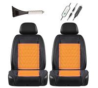 Fxiaobin Universal Warmth Leather Seat Covers, Winter Car Seat Cover Full Set, Comes with Snow Shovel, The Best Gift for Driver Friends in Winter,Black-twoseats