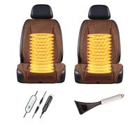 Fxiaobin Universal Warmth Leather Seat Covers, Winter Universal Car Seat Cover, Comes with Snow Shovel, The Best Gift for Driver Friends in Winter,Brown-twoseats