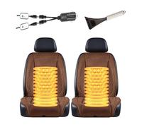 Fxiaobin Universal Warmth Seat Cover, Winter Cover Seats for Cars, Comes with Snow Shovel, The Best Gift for Driver Friends in Winter,Brown-twoseats
