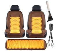 Fxiaobin Universal Warmth Seat Covers, Winter Seat Covers for a, Comes with Snow Shovel, The Best Gift for Driver Friends in Winter,Brown-mainseat+auxiliaryseat+Backseat