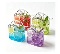 Fxiaobin Vase Créatif en Forme de Sacs à Mains Avec Pailles Verre à Cocktail en Forme de Sac à Main pour Cocktail Jus Thé dessert et Composition Florale,4pcs