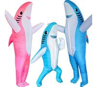 FXICH Costumes requin gonflables,Costume requin adulte Halloween costume de carnaval fête shark costume (requin adulte bleu&rose & enfants bleu)