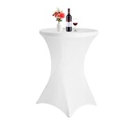 FXKS 1Pcs Blanc Housse de Table de bistrot 80x110cm,Nappes à Coins carrés Extensibles en Spandex pour Cocktail Table Haute ajustée, Nappe Ronde pour Réception de Mariage Événements Bar réceptions