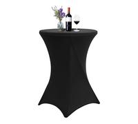 FXKS 1Pcs Noir Housse de Table de bistrot 80x110cm,Nappes à Coins carrés Extensibles en Spandex pour Cocktail Table Haute ajustée, Nappe Ronde pour Réception de Mariage Événements Bar réceptions