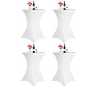 FXKS 4Pcs Blanc Housse de Table de bistrot 80x110cm,Nappes à Coins carrés Extensibles en Spandex pour Cocktail Table Haute ajustée, Nappe Ronde pour Réception de Mariage Événements Bar réceptions