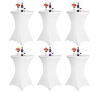 FXKS 6Pcs Blanc Housse de Table de bistrot 80x112cm,Nappes à Coins carrés Extensibles en Spandex pour Cocktail Table Haute ajustée, Nappe Ronde pour Réception de Mariage Événements Bar réceptions