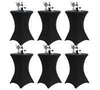 FXKS 6Pcs Noir Housse de Table de bistrot 80x112cm,Nappes à Coins carrés Extensibles en Spandex pour Cocktail Table Haute ajustée, Nappe Ronde pour Réception de Mariage Événements Bar réceptions