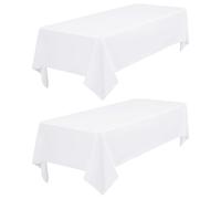 FXKS Lot de 2 Nappes Blanche 153 x 260 cm,Nappe Rectangulaire de 6 FT,Revêtement de Table en Tissu Polyester Lavable Résistant aux Taches aux Rides pour Les fêtes de Mariage,événements et Restaurant