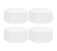 FXKS Lot de 4 Nappes Rondes de Polyester, Nappe Ronde Blanche, Nappe Ronde 108 Pouces/ 275cm, Résistant aux Taches et aux Rides Lavable Décoratif Nappe pour Banquet de Mariage Fête ou Restaurants