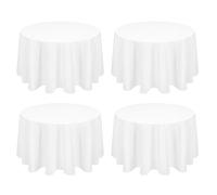 FXKS Lot de 4 Nappes Rondes de Polyester, Nappe Ronde Blanche, Nappe Ronde 70 Pouces/ 177cm, Résistant aux Taches et aux Rides Lavable Décoratif Nappe pour Banquet de Mariage Fête ou Restaurants
