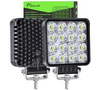 Fxlpower 2 Pièces 48W Phare de Travail LED 3100lm, IP67 étanche Feux de travail 12-24V pour SUV, Camions, Camionnettes, Tracteurs, Pelles mécaniques, Chargeurs, Bouteurs