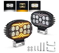 Fxlpower 2 Pièces Phare de Travail Led Orange & Blanc 9-60V, IP67 Projecteur à Faisceau Large Feux de travail pour SUV, Camions, Camionnettes, Tracteurs, Pelles mécaniques, Chargeurs, Bouteurs