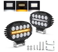 Fxlpower 2 Pièces Phare de Travail Led Orange & Blanc 9-60V, IP67 Projecteur à Faisceau Large Feux de travail pour SUV, Camions, Camionnettes, Tracteurs, Pelles mécaniques, Chargeurs, Bouteurs