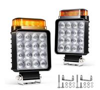 Fxlpower 2x Phare de Travail LED avec Feu de Pénétration (10 Modes Flash), 18W 12V 24V Phare Additionnel pour Tracteur Camion Pelle, IP68 Étanche 2-en-1 Feu de Recul pour Ferme & Forêt