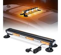 Fxlpower 71cm Gyrophare Magnetique Orange & Blanc LED, Jaune & Blanc LED Avertissement avec 20 Aimants Puissants pour Véhicules de Cconstruction Chariot Élévateur Tracteur Remorque Chasse-Neige