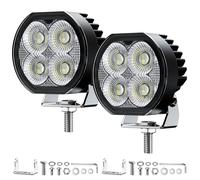 Fxlpower Phare de Travail LED 12V 24V, 32W Faisceau Large Flood, Lot de 2 | Feu de Recul 2100LM, IP67 Étanche, Lumière Blanche 6500K, Support Inox, pour Tracteur et Camion
