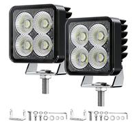 Fxlpower Phare de Travail LED 12V 24V, 32W Faisceau Large Flood, Lot de 2 | Feu de Recul 2100LM, IP67 Étanche, Lumière Blanche 6500K, Support Inox, pour Tracteur et Camion