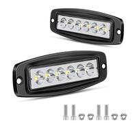 Fxlpower Phare de Travail LED Encastrable 18W 12V 24V, 2 Pièces | Feu de Recul 1250 lm, Spot 30°, Boîtier Aluminium, Lentille Polycarbonate, pour 4x4 & Fourgon