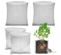 FxlStelrion 4 Panier Anti Campagnol, 35x35cm Corbeilles à Souris en Acier Inoxydable, Sacs en Maille Métallique, Filet de Protection des Racines des Plantes pour Légumes Arbre Fruitier Fleurs Plantes