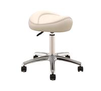 FXLUHAY Chaise de Bureau à roulettes, Hauteur réglable de 36 à 50 cm, siège en métal avec roulettes pivotantes à 360°, for hygiénistes dentaires et Artistes.(Beige)
