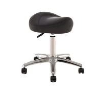 FXLUHAY Chaise de Bureau à roulettes, Hauteur réglable de 36 à 50 cm, siège en métal avec roulettes pivotantes à 360°, for hygiénistes dentaires et Artistes.(Black)