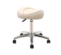 FXLUHAY Chaise de Bureau pivotante à Hauteur réglable, Tabouret Roulant for Artistes de 36 à 50 cm avec roulettes pivotantes en PU, siège en métal for Salon(Beige)
