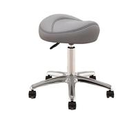 FXLUHAY Chaise de Bureau pivotante à Hauteur réglable, Tabouret Roulant for Artistes de 36 à 50 cm avec roulettes pivotantes en PU, siège en métal for Salon(Light Gray)