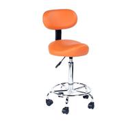 FXLUHAY Chaise Selle avec Dossier, Cadre en métal Robuste, Tabouret pivotant for Artistes et coiffeurs, Comprend Un Repose-Pieds, étoile de lumière(Orange)