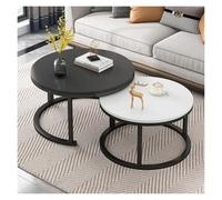 FXLUHAY Ensemble de 2 Tables Basses gigognes avec Plateau en Verre, idéales for Le Salon ou comme Tables d'appoint Rondes en métal.(H,80X45+60X38cm)