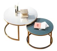 FXLUHAY Ensemble de 2 Tables Basses gigognes Modernes en Verre trempé Haute résistance de 8 mm, élégantes et Pratiques for Le Salon, Le Bureau ou la Salle à Manger.(N)