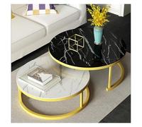 FXLUHAY Ensemble de 2 Tables Basses gigognes Modernes en Verre trempé Haute résistance de 8 mm, élégantes et Pratiques for Le Salon, Le Bureau ou la Salle à Manger.(Black+White B)