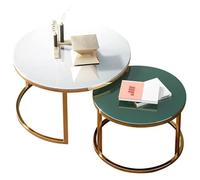 FXLUHAY Ensemble de 2 Tables Basses gigognes Modernes en Verre trempé Haute résistance de 8 mm, élégantes et Pratiques for Le Salon, Le Bureau ou la Salle à Manger.(Black Frame+White+Black)