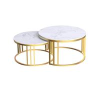 FXLUHAY Ensemble de 2 Tables Basses gigognes, Style Moderne en marbre, idéales comme Table d'appoint for Le Salon, Le canapé ou for Prendre Un goûter ou Lire.(60cm+45cm)