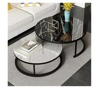 FXLUHAY Ensemble de 2 Tables Basses Modernes en Verre trempé et métal, idéales for Le Salon ou comme Tables d'appoint for canapé. Cadre Noir.(Black Frame,?28in+?20in)