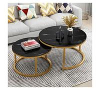 FXLUHAY Ensemble de 2 Tables Basses Rondes Modernes Effet marbre, idéales for Le Salon ou comme Table Basse de Cocktail for Bureau à Domicile.(C,80cm/31inch)