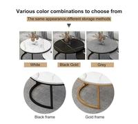 FXLUHAY Ensemble de 2 Tables Basses Rondes multifonctionnelles en marbre avec tiroir de Rangement et Structure en métal, idéales for la décoration du Salon et de la Chambre.(Gold Frame+White+Black)