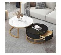 FXLUHAY Ensemble de 2 Tables Basses Rondes, Table Basse Ronde Moderne, Ensemble de Tables d'appoint gigognes avec tiroir de Rangement, for Chambre ou Salon(11,70 * 50cm/27.5 * 19.6in)